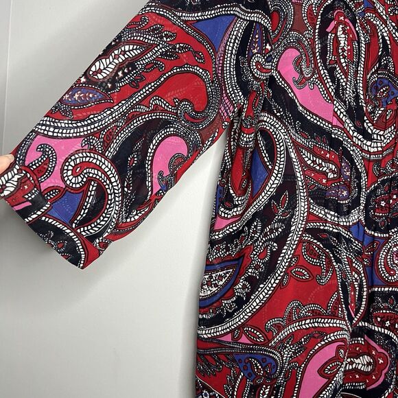 Charter Club Relaxed Women’s Blouse Button Up Shirt Size 1X Paisley Pleated - Picture 4 of 7